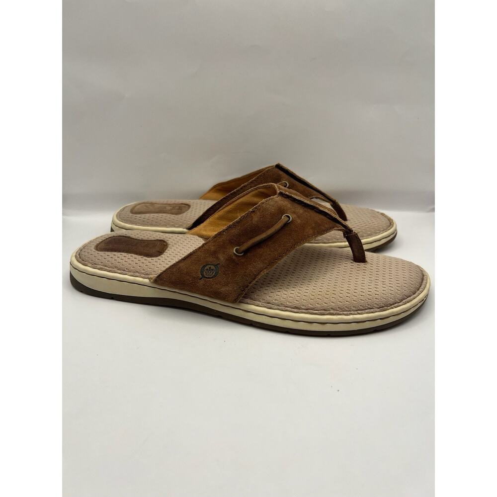 Born Brown Leather Flip Flops Men Size 13